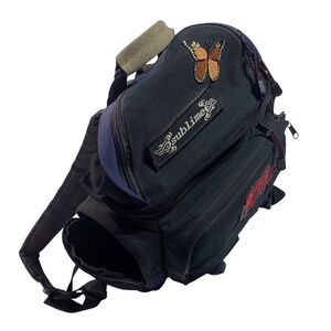 Vintage Black Camera Backpack with Patches